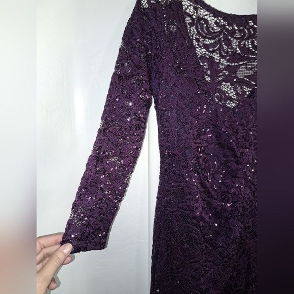 Marina Sequin/Lace Sheath Dress Purple Size XS - Picture 8 of 13